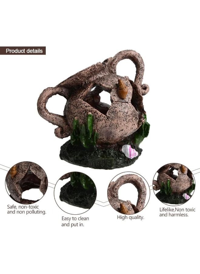 B&K وعاء مزهرية مكسورة سمكة جمبري يختبئ كهف حوض السمك زخرفة ديكور - Image 3