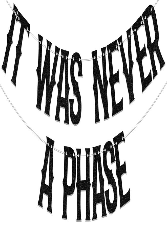 WFKLDF It Was Never A Phase Banner, Old English Emo Birthday Party Decorations, Funeral Decorations, Funeral 30th Birthday Party Supplies Black - Image 1