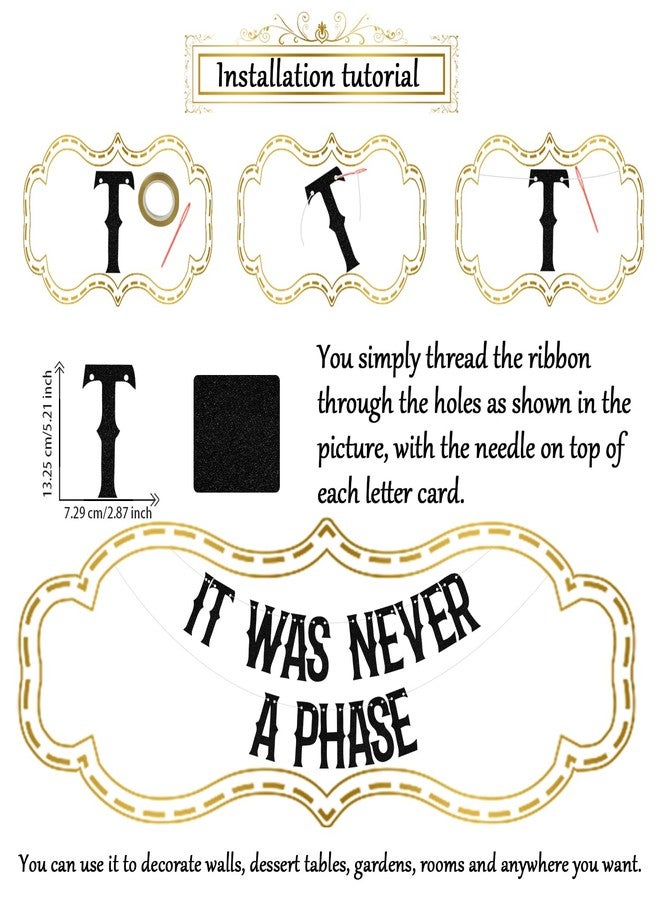 WFKLDF It Was Never A Phase Banner, Old English Emo Birthday Party Decorations, Funeral Decorations, Funeral 30th Birthday Party Supplies Black - Image 2