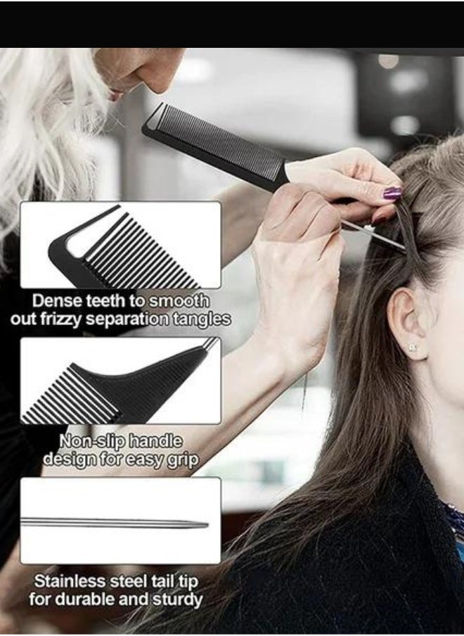 TRENZ 3 Pieces Hair Styling Comb Set Teasing Hair Brush Rat Tail Comb Edge Brush for Edge & Back Brushing, Combing, Slicking Hair for Women (Black) - Image 2