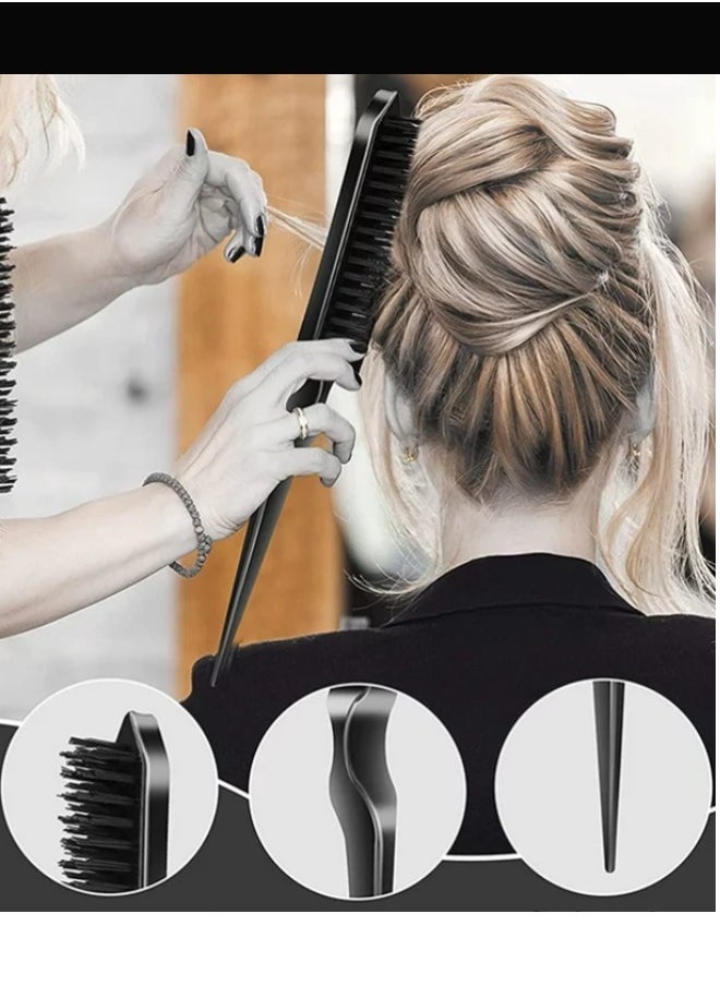 TRENZ 3 Pieces Hair Styling Comb Set Teasing Hair Brush Rat Tail Comb Edge Brush for Edge & Back Brushing, Combing, Slicking Hair for Women (Black) - Image 4