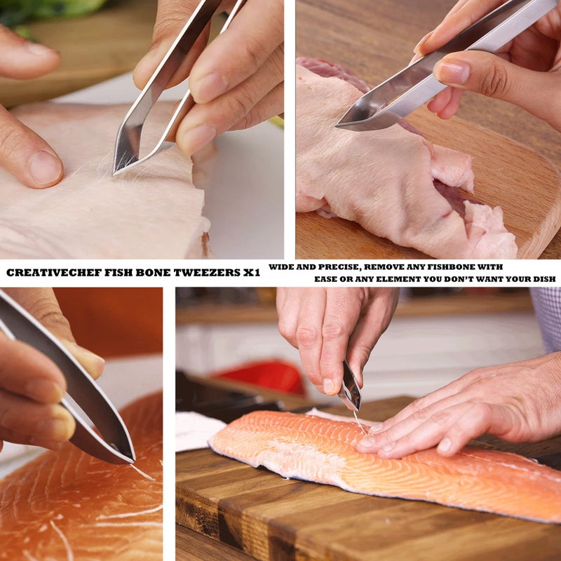 CREATIVECHEF Professional Chef Plating Kit, 5 Piece Culinary Plating Set, Silver, Stainless Steel (5 Piece, Silver) (Black) - Image 3