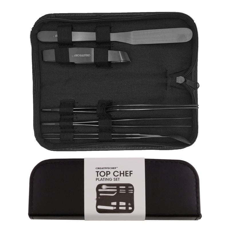 CREATIVECHEF Professional Chef Plating Kit, 5 Piece Culinary Plating Set, Silver, Stainless Steel (5 Piece, Silver) (Black) - Image 1