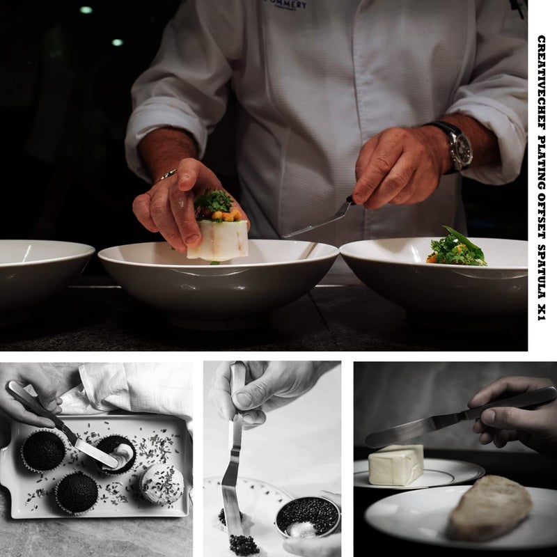 CREATIVECHEF Professional Chef Plating Kit, 5 Piece Culinary Plating Set, Silver, Stainless Steel (5 Piece, Silver) (Black) - Image 4