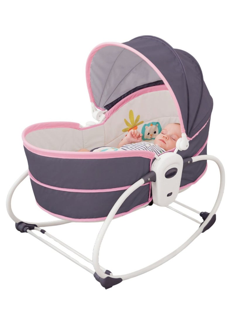 Lovely Baby - Lovely Baby 5 In 1 Rocker & Bassinet LB 6033 Versatile Baby Sleepers w/ Adjustable Canopy, for Newborns to 3 Years Old – Includes Travel Bassinet, Napper, & Cozy Seat Modes - Pink - Image 1