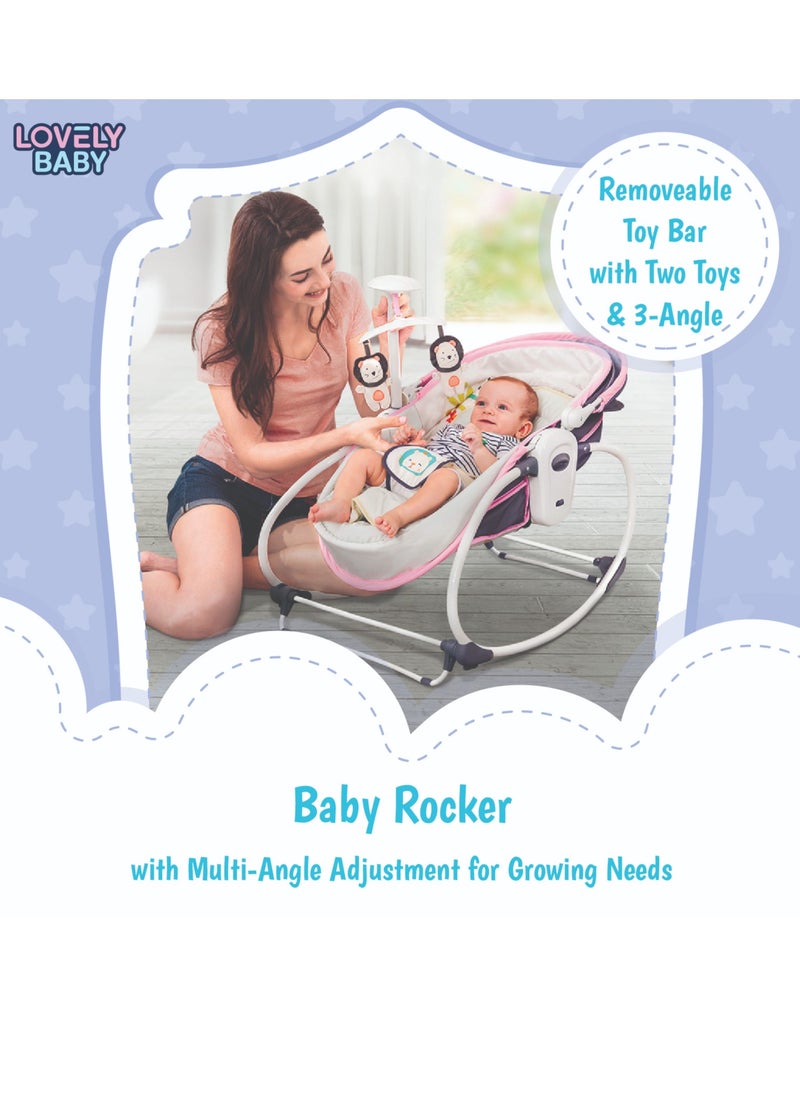 Lovely Baby - Lovely Baby 5 In 1 Rocker & Bassinet LB 6033 Versatile Baby Sleepers w/ Adjustable Canopy, for Newborns to 3 Years Old – Includes Travel Bassinet, Napper, & Cozy Seat Modes - Pink - Image 1
