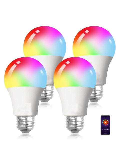 Led Smart Bulb, Rgb Color-changing Wifi Bulb, Compatible with Alexa and Google Home Assistant, No Hub Required, Suitable for Home Decoration, Bedroom, Stage, Party, Etc. (4 Packs)