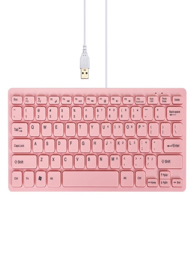 M MC Saite MCSaite Mini 78 Keys Wired Keyboard - with Keyboard Cover Computer keypad for Laptop MAC Windows 10/8 / 7 / Vista/XP (Pink+Keyboard Film) - Image 2