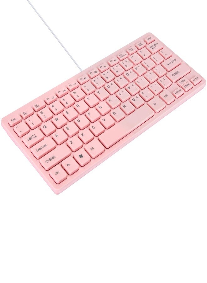 M MC Saite MCSaite Mini 78 Keys Wired Keyboard - with Keyboard Cover Computer keypad for Laptop MAC Windows 10/8 / 7 / Vista/XP (Pink+Keyboard Film) - Image 1