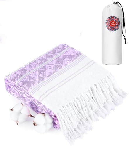 Antfuny Turkish Beach Towels Vacation Essentials Quick Dry Sand Free Soft Absorbent Adult Oversized Bath Pool Swim Long Wide Stripe Towel Sound Cloud Linen Sandfree Chamois Mat Summer Thing Thin Travel - Image 3