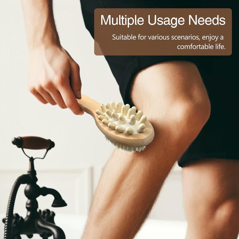 Jaasuee Dry Body Brush for Lymphatic Support Cellulite Massage Natural Bristle Skin Exfoliator for Back Legs and Feet Body Scrub for Ingrown Hair and Skin Bumps - Image 3