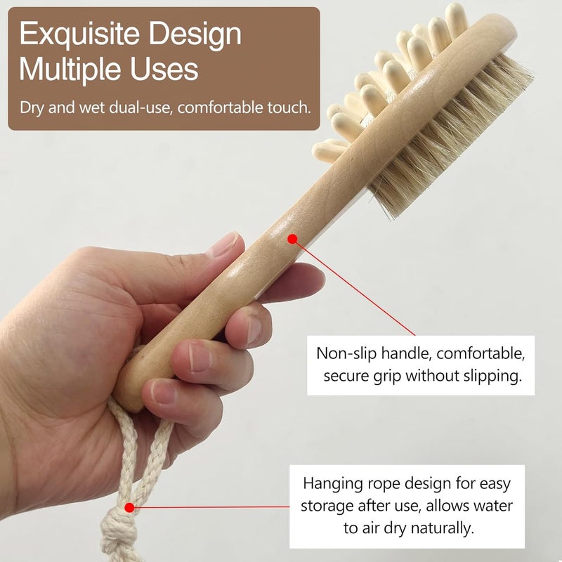 Jaasuee Dry Body Brush for Lymphatic Support Cellulite Massage Natural Bristle Skin Exfoliator for Back Legs and Feet Body Scrub for Ingrown Hair and Skin Bumps - Image 4