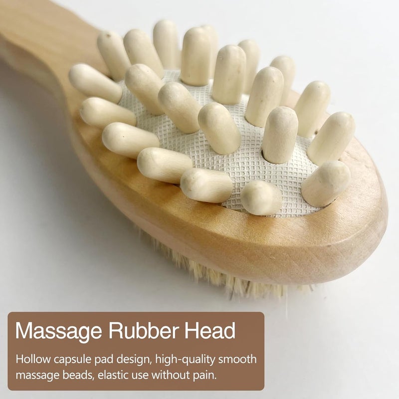 Jaasuee Dry Body Brush for Lymphatic Support Cellulite Massage Natural Bristle Skin Exfoliator for Back Legs and Feet Body Scrub for Ingrown Hair and Skin Bumps - Image 5
