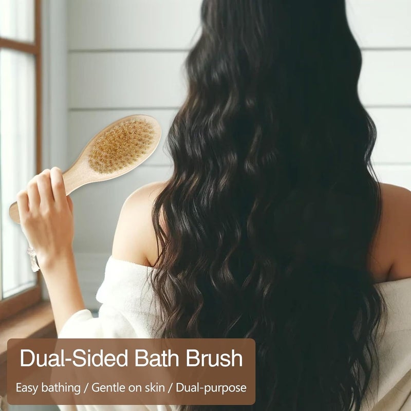 Jaasuee Dry Body Brush for Lymphatic Support Cellulite Massage Natural Bristle Skin Exfoliator for Back Legs and Feet Body Scrub for Ingrown Hair and Skin Bumps - Image 2