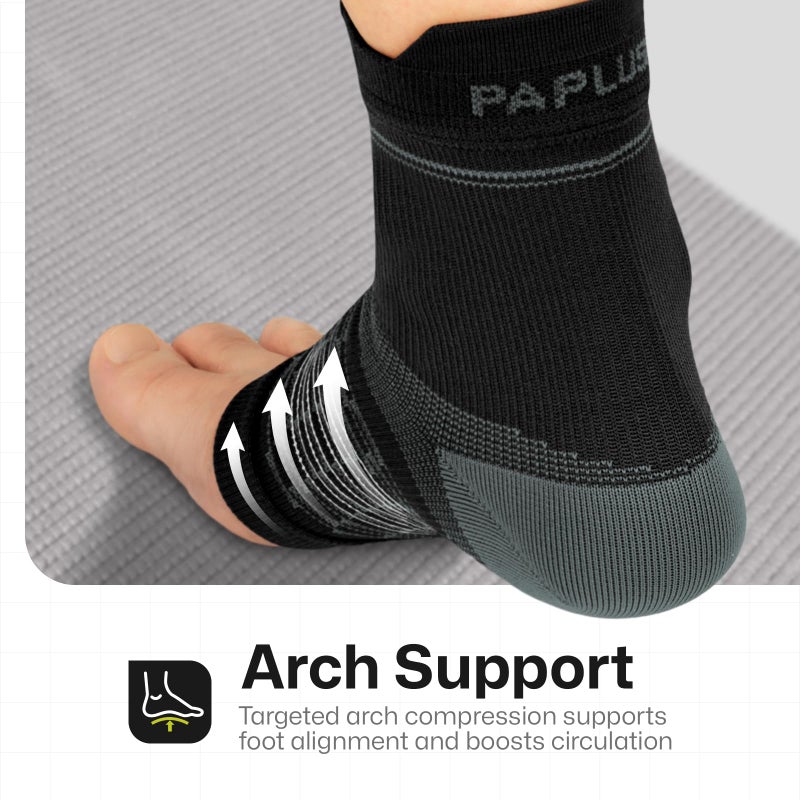 PAPLUS 3 Pairs Plantar Fasciitis Socks Women & Men - Ankle Compression Sleeve for Sprained Ankle, Heel Spur & Arch Support - Foot Brace for Achilles Tendonitis Relief, Arthritis Pain - Image 5