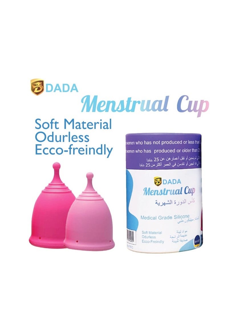 Dada DADA Reusable Menstrual Cups for Women - Odour & Rash Free, 100% Medical Grade Silicone, Leak-Proof, 8-10 Hours Protection, Pack of 2 (Large & Medium Sizes)  - Image 1