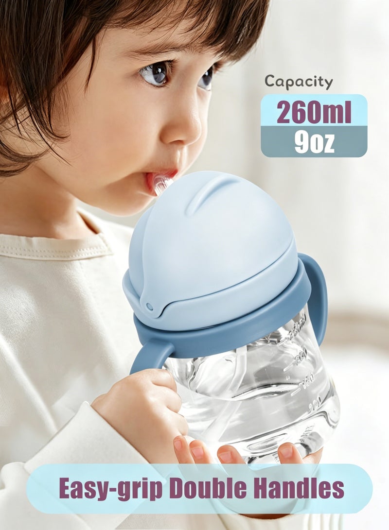 Amanli 2-Pcs Baby Sippy Cups For 6 Months +, 250ml Baby Cup with Weighted Straw and Easy Grip Handles, Kids Water Bottle with Simple Flip Lid, 360 Degree Spill Proof Toddler Cup - Image 5