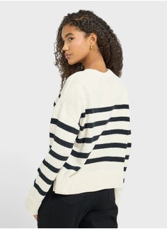 ONLY Crew Neck Striped Cardigan  - Image 2