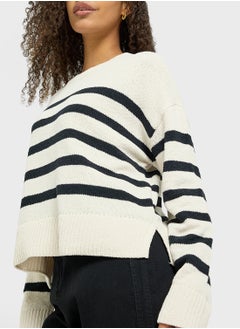 ONLY Crew Neck Striped Cardigan  - Image 3