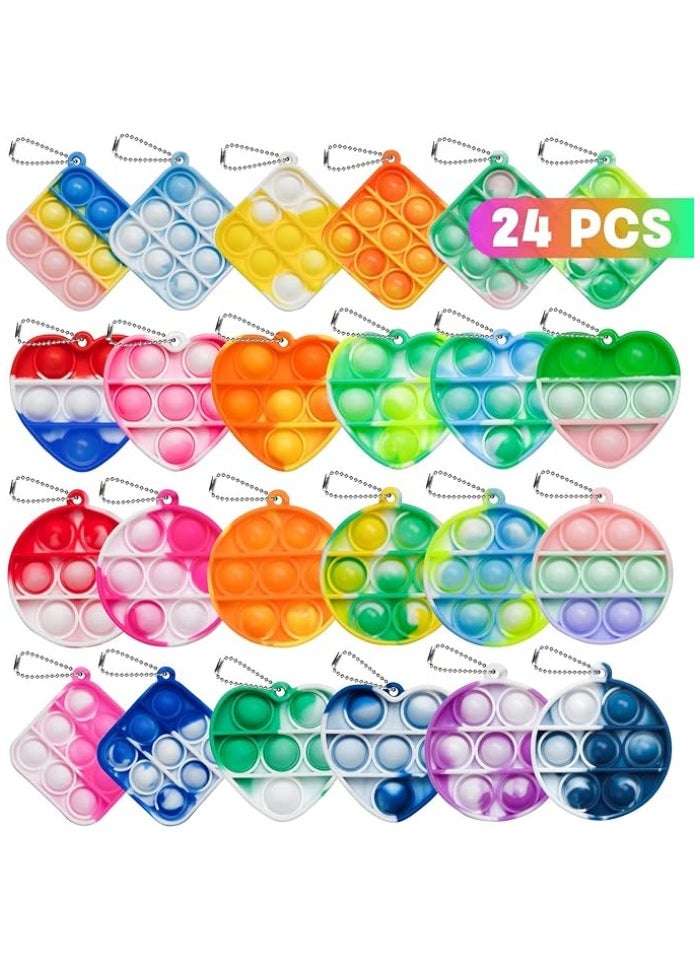 Pop Fidget Toys Bulk Its 24 Pack Party Favors for Kids 3 Shape Mini Pop Keychain It Fidget Toy Fidgets for Kids Classroom Small Prizes School End of Year Student Gifts Birthday Goodie Bag Stuffers  - Image 1