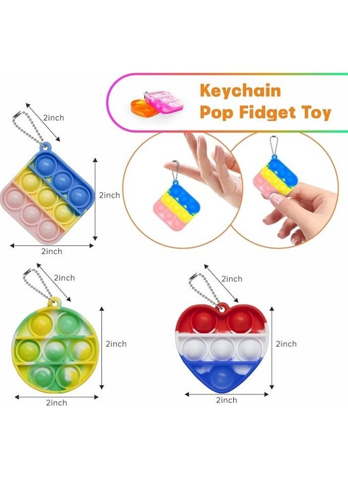 Pop Fidget Toys Bulk Its 24 Pack Party Favors for Kids 3 Shape Mini Pop Keychain It Fidget Toy Fidgets for Kids Classroom Small Prizes School End of Year Student Gifts Birthday Goodie Bag Stuffers  - Image 2