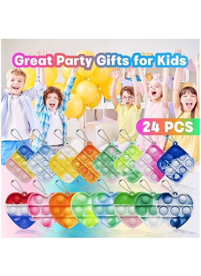 Pop Fidget Toys Bulk Its 24 Pack Party Favors for Kids 3 Shape Mini Pop Keychain It Fidget Toy Fidgets for Kids Classroom Small Prizes School End of Year Student Gifts Birthday Goodie Bag Stuffers  - Image 5