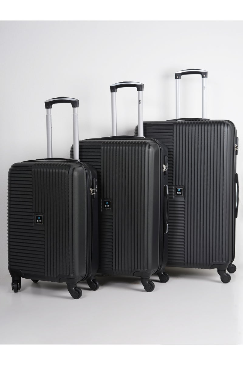 KTMC 3-Piece Luggage Set, ABS Material, Lightweight, 360° Rotated 4-Wheels, Tough Suitcase for Travel, Sizes 20/24/28 inches Black - Image 1