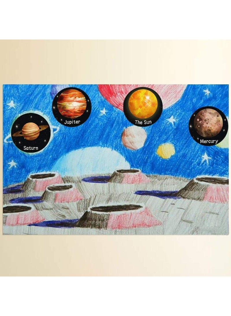 JOLLITY LLC ملصقات النظام الشمسي للفضاء الخارجي، 500 قطعة لكل لفة، للأولاد والبنات والأطفال (الكواكب) - Image 4