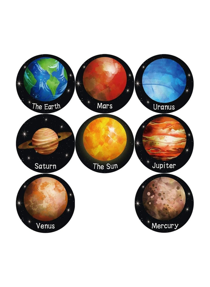 JOLLITY LLC ملصقات النظام الشمسي للفضاء الخارجي، 500 قطعة لكل لفة، للأولاد والبنات والأطفال (الكواكب) - Image 2