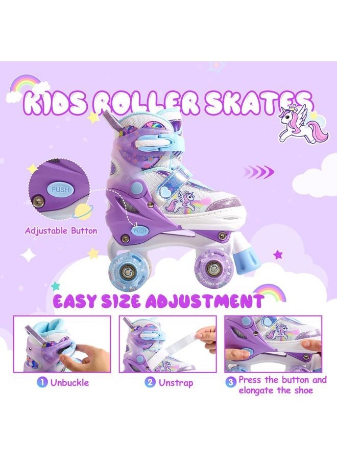 METROLLER Kids Roller Skates Girls Ages 4-6 5-8 8-12 Adjustable Toddler Roller Skates Shining Wheels Little Unicorn Sports Outdoors (Purple & White, Small-Little Kid (10c-13c US)) - Image 2