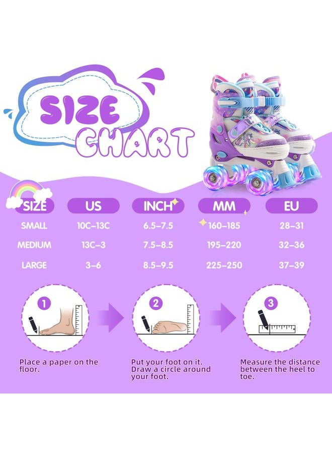 METROLLER Kids Roller Skates Girls Ages 4-6 5-8 8-12 Adjustable Toddler Roller Skates Shining Wheels Little Unicorn Sports Outdoors (Purple & White, Small-Little Kid (10c-13c US)) - Image 3