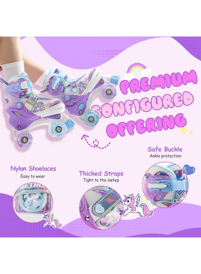 METROLLER Kids Roller Skates Girls Ages 4-6 5-8 8-12 Adjustable Toddler Roller Skates Shining Wheels Little Unicorn Sports Outdoors (Purple & White, Small-Little Kid (10c-13c US)) - Image 5