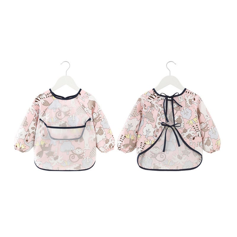 2 pcs Zoo Pattern Practical Kids Overclothes Sleeve Dining Bib for Baby Infant Newborn ( ) - Size 110 - Image 2