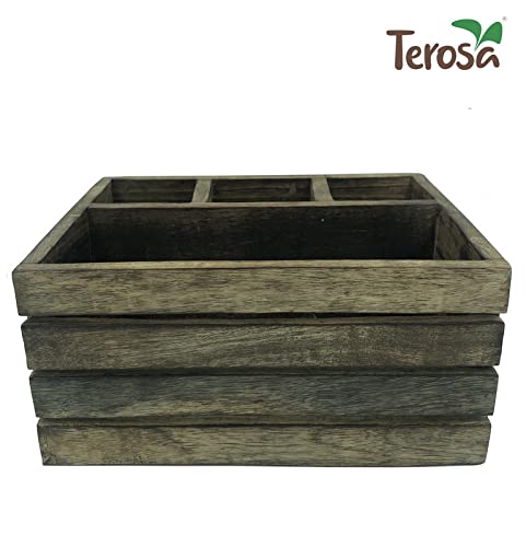 Terosa منظم مطبخ خشبي ريفي من تيروزا أو حامل أدوات المائدة الكبير أو منظم الطعام - Image 2