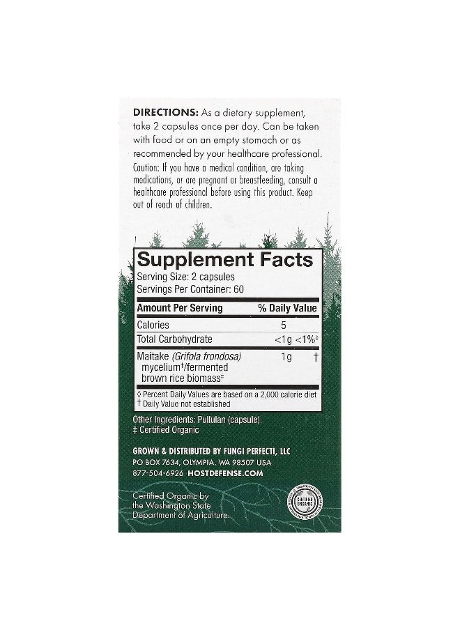 Host Defense Host Defense, Mushrooms, Maitake, 1 g, 120 Capsules  - Image 2