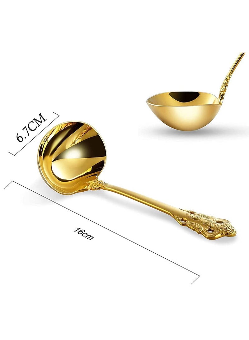 Barakah Gold Soup Spoons Small Gravy Ladle Elegance Ladle High Grade Stainless Steel Small Gravy Sauce Ladle for Kitchen or Restaurant Cooking Stirring Super Shiny and Dishwasher Safe - Image 4