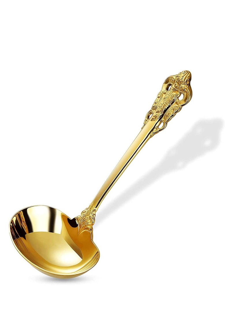 Barakah Gold Soup Spoons Small Gravy Ladle Elegance Ladle High Grade Stainless Steel Small Gravy Sauce Ladle for Kitchen or Restaurant Cooking Stirring Super Shiny and Dishwasher Safe - Image 1