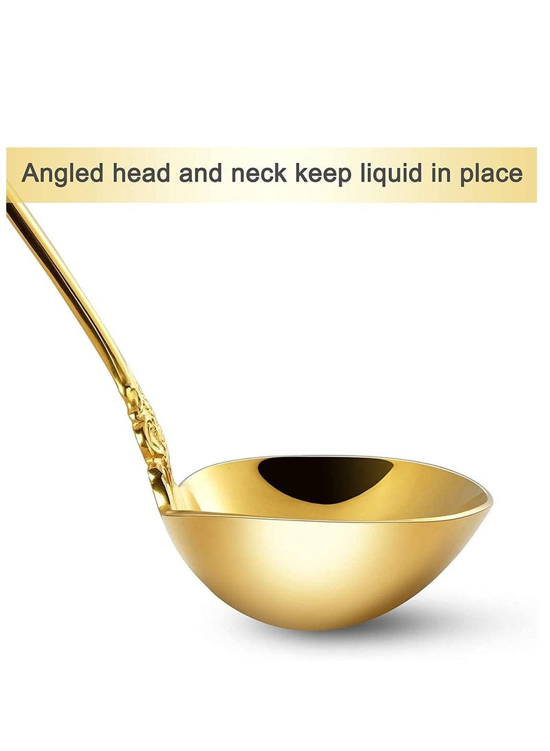 Barakah Gold Soup Spoons Small Gravy Ladle Elegance Ladle High Grade Stainless Steel Small Gravy Sauce Ladle for Kitchen or Restaurant Cooking Stirring Super Shiny and Dishwasher Safe - Image 3
