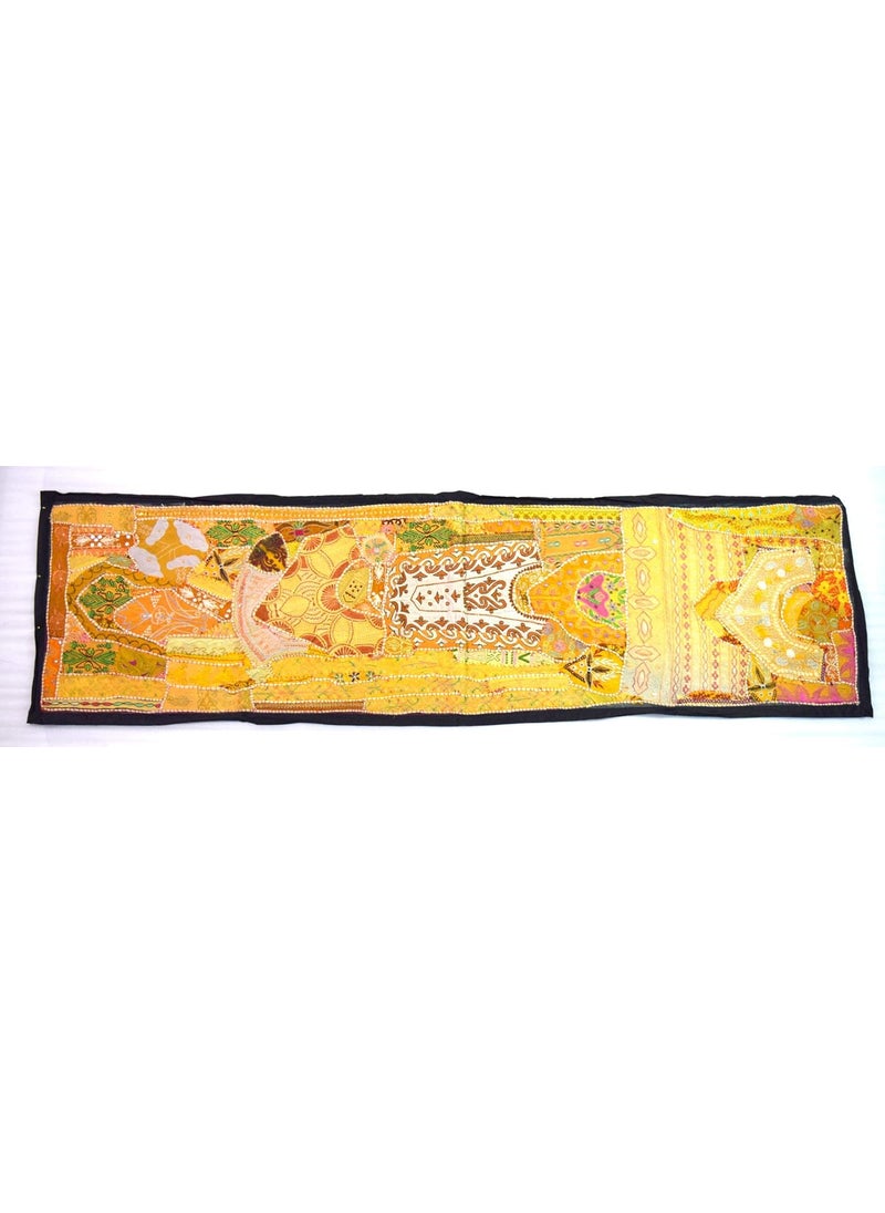 Global Art - Global Art Indian Art Handmade Patchwork Table Runner Traditional Embroidery Nice Decorative Home Office Table Decoration Art Charm - Image 1