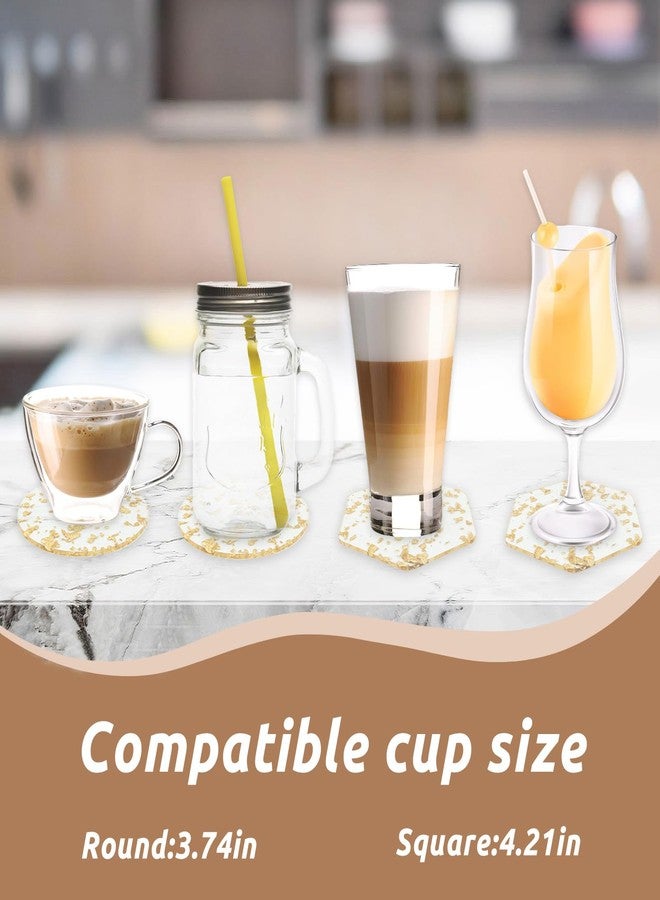 Koceci 6 PCS Gold Foil Desk Coaster Aesthetic Coasters for Desk Acrylic Coaster Decorative Plates for Table Countertop for Tabletop Protection (Clear) - Image 4