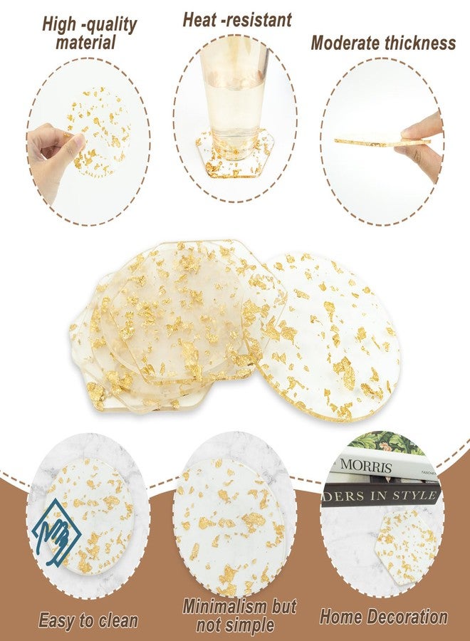 Koceci 6 PCS Gold Foil Desk Coaster Aesthetic Coasters for Desk Acrylic Coaster Decorative Plates for Table Countertop for Tabletop Protection (Clear) - Image 3