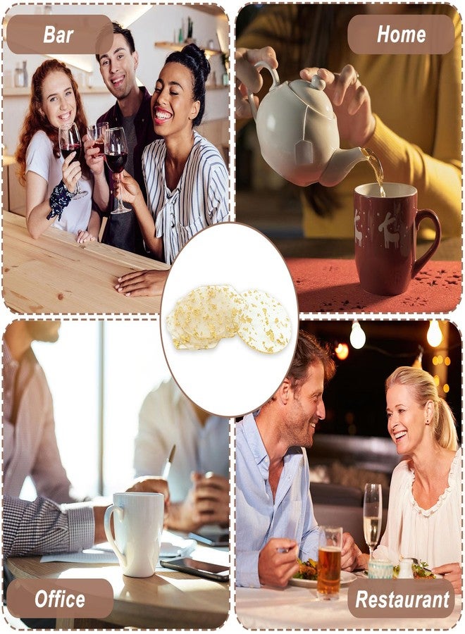 Koceci 6 PCS Gold Foil Desk Coaster Aesthetic Coasters for Desk Acrylic Coaster Decorative Plates for Table Countertop for Tabletop Protection (Clear) - Image 5