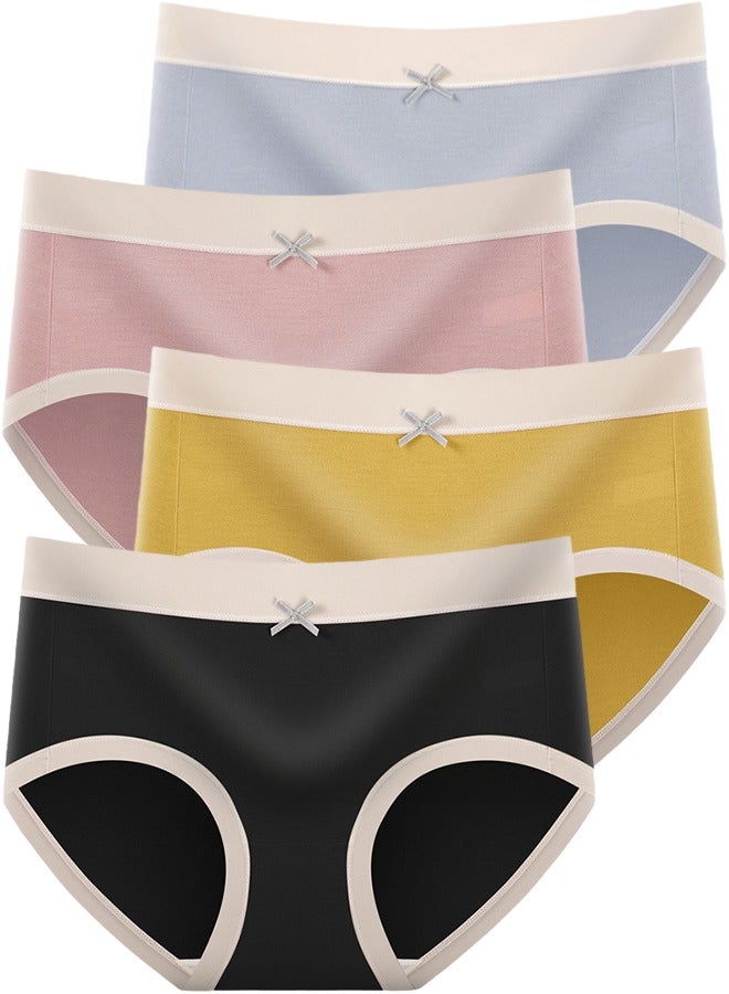 Umiwin 4 Pcs Fashion Women Panties Breathable Satin Traceless Briefs Thin Ice Silk Female Underwear  - Image 1