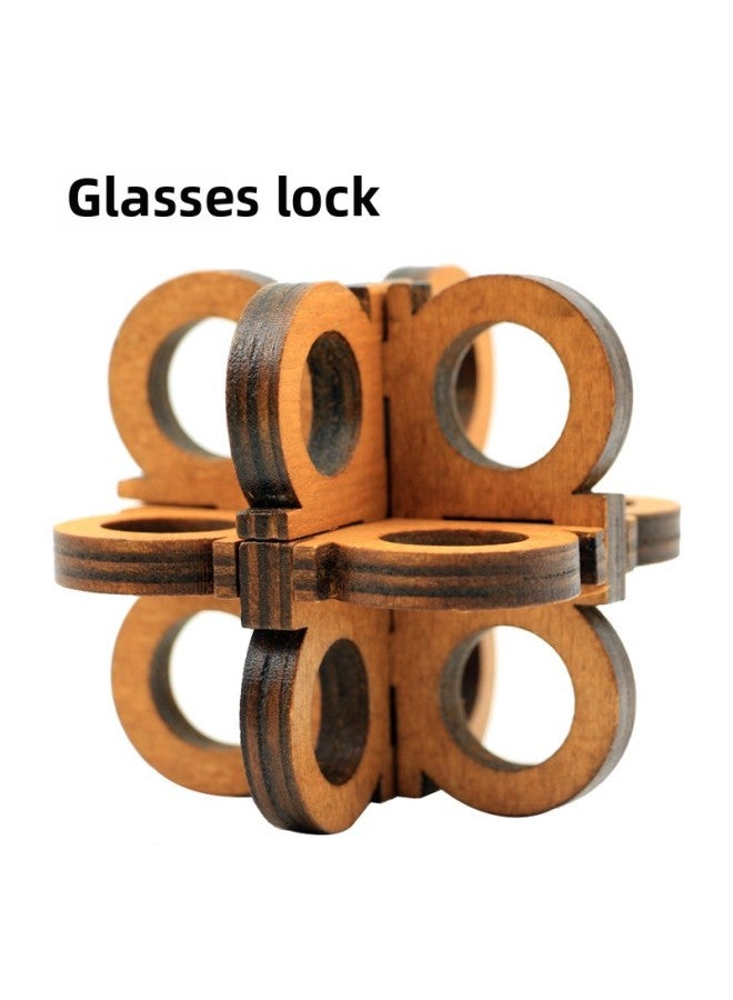 Loquat Kongming Lock Children's Wooden Toys Kongming Lock Luban Lock Full Set Of Classical Mortise And Tenon Wooden Toys Kongming Lock-Color:Glasses Lock 75cm - Image 1