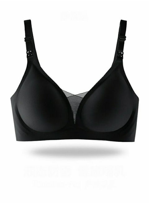 Comfy Solid Color Thin Cup Nursing Bra Pregnancy Underwear Black