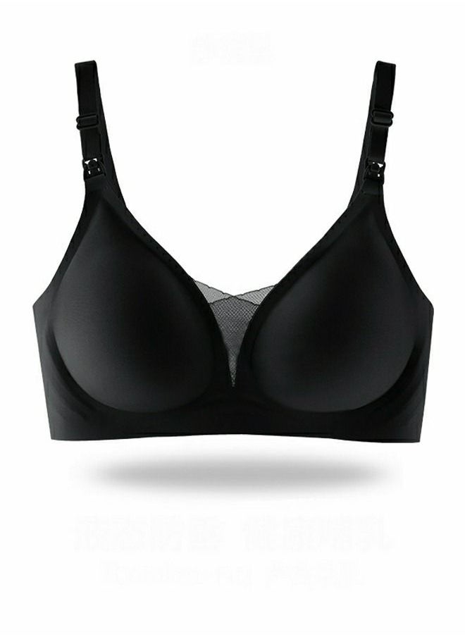 Loquat - Comfy Solid Color Thin Cup Nursing Bra Pregnancy Underwear Black - Image 1