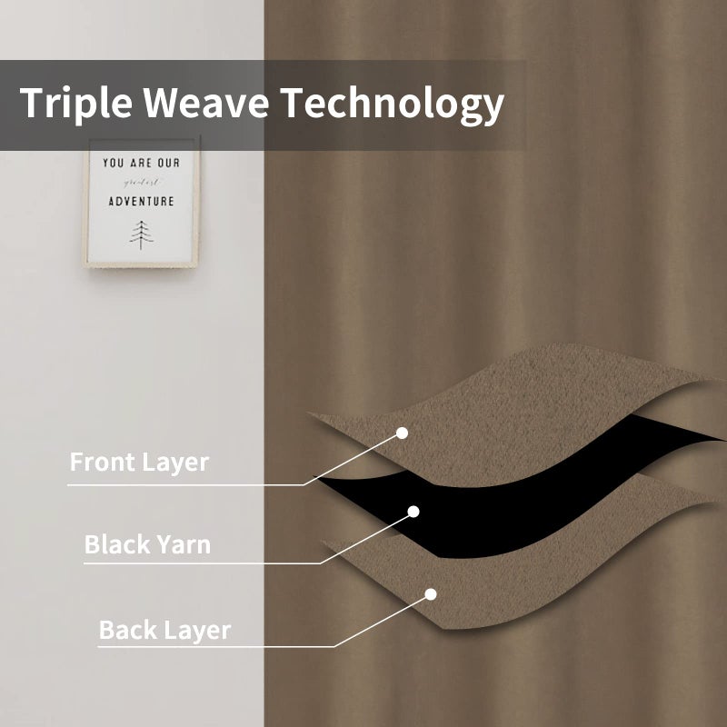 إيزي-جوينج ستائر الباب سهلة اللقطات لغرفة نوم جروميت معزول حراري وضوضاء تقليل الستائر غرفة الستائر المظلمة لغرفة المعيشة 1 (100x84 في الإبل) - Image 3
