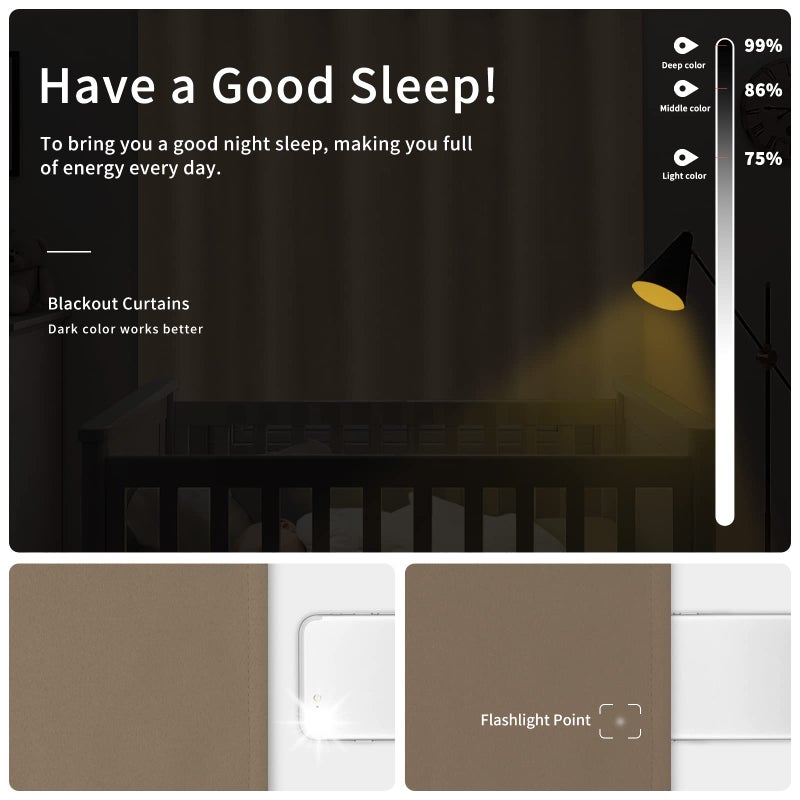 إيزي-جوينج ستائر الباب سهلة اللقطات لغرفة نوم جروميت معزول حراري وضوضاء تقليل الستائر غرفة الستائر المظلمة لغرفة المعيشة 1 (100x84 في الإبل) - Image 2