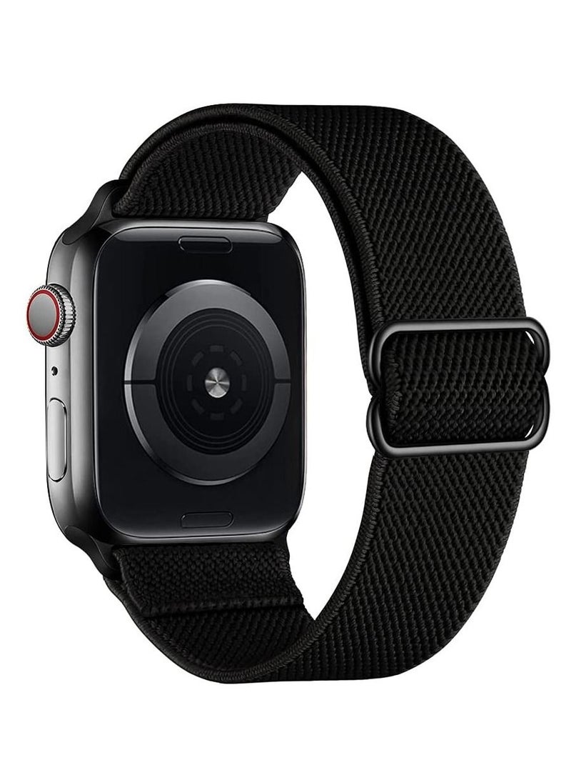 Phone Planet Nylon Solo Loop Bands Compatible with Apple Watch 42mm 44mm, Adjustable Stretch Braided Sport Elastics Women Men Strap Compatible with iWatch Series 6/5/4/3/2/1 SE, Black - Image 1