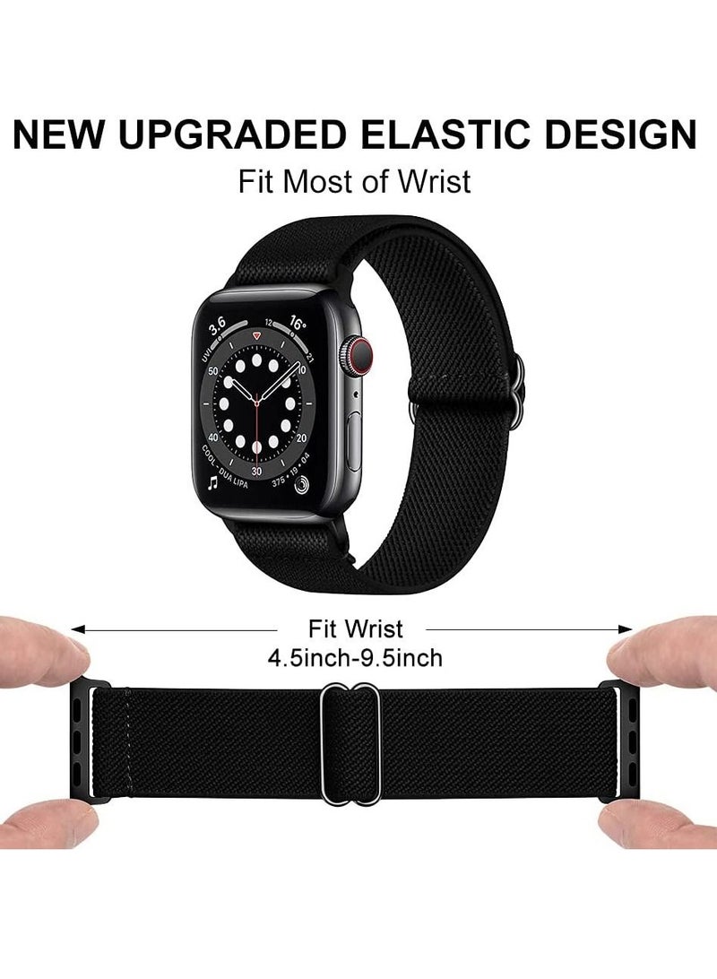 Phone Planet Nylon Solo Loop Bands Compatible with Apple Watch 42mm 44mm, Adjustable Stretch Braided Sport Elastics Women Men Strap Compatible with iWatch Series 6/5/4/3/2/1 SE, Black - Image 2